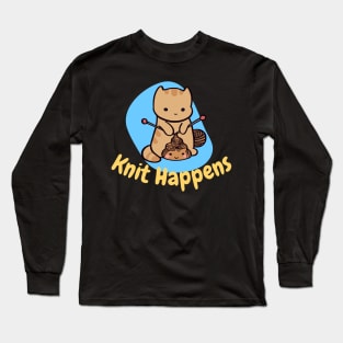 Knit Happens Funny Cat Long Sleeve T-Shirt